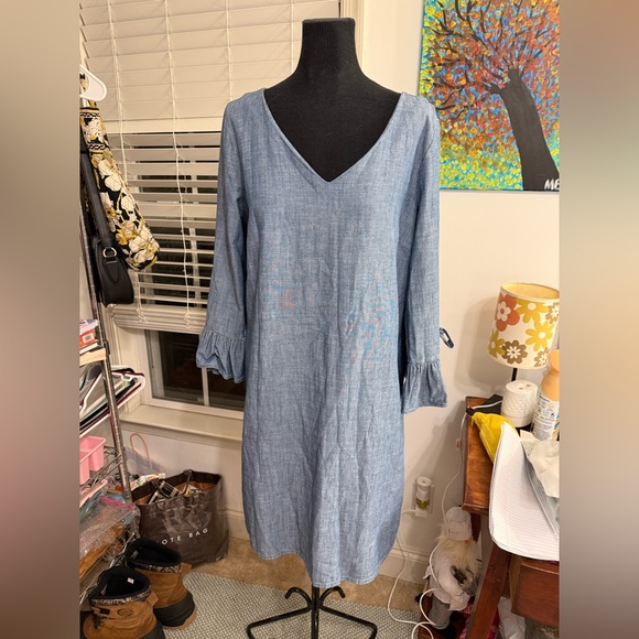 J. Crew Light Blue Long Sleeve Dress - Picture 1 of 4